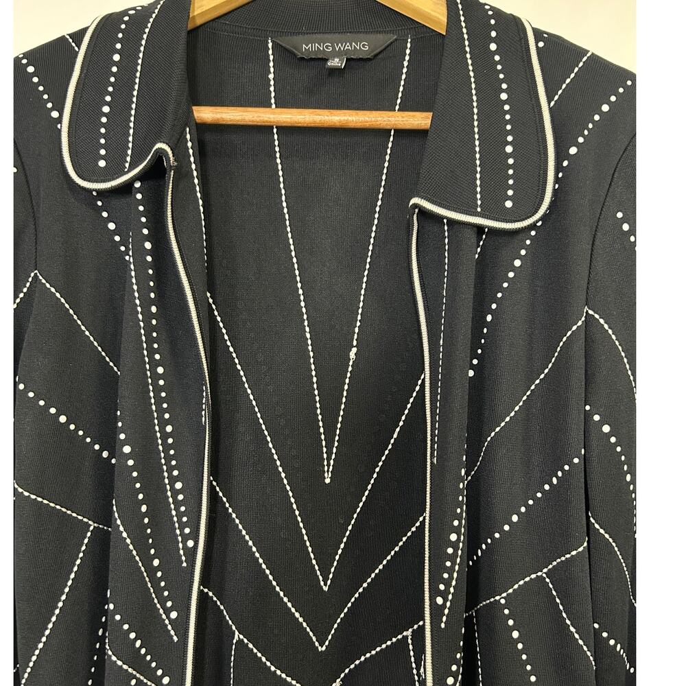 Ming Wang Black Knit Hook Front Jacket S Geometric Dots Classic - Picture 5 of 9